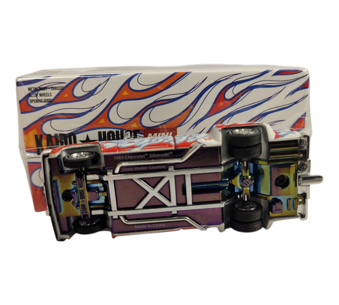 Kaido House x Mini GT 1:64 Chevrolet Silverado Dually on Fire V2 ā White Flames: Sealed in box.