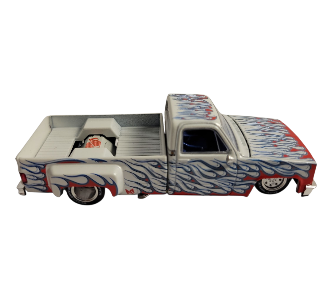 Kaido House x Mini GT 1:64 Chevrolet Silverado Dually on Fire V2 ā White Flames: Sealed in box.