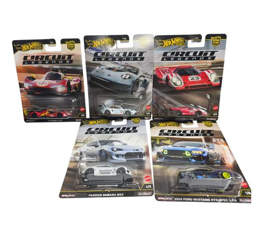 Hot Wheels 1:64 Car Culture 2025 K Case – HW Circuit Legends assortment. "5 cars".