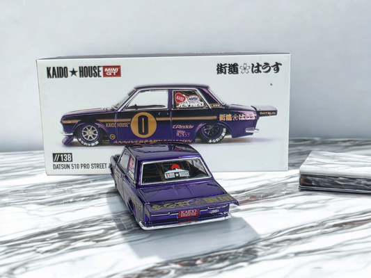 Kaido House x Mini GT 1:64 Datsun 510 Pro Street Anniversary Edition – Purple