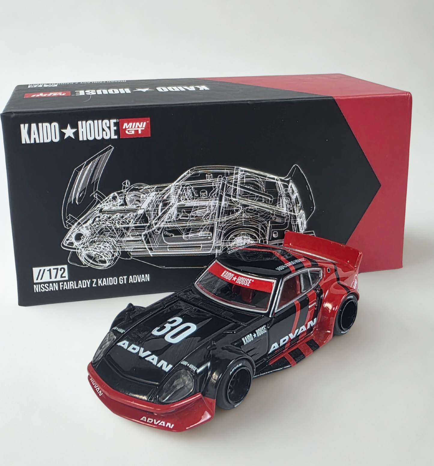 Kaido House x Mini GT 1:64 Nissan Fairlady Z Kaido GT ADVAN – Black