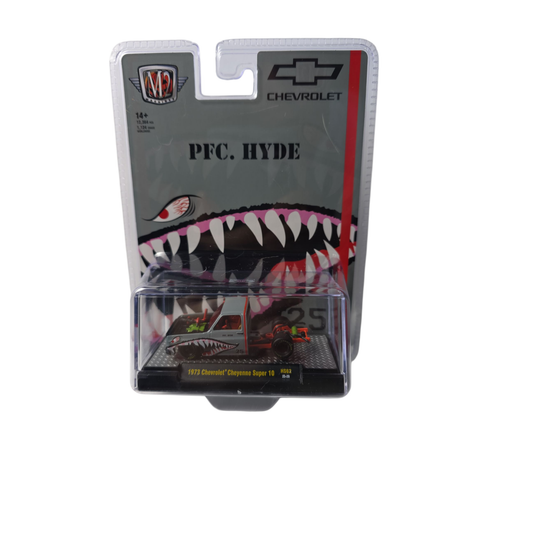 🦈 M2 Machines 1:64 '73 Chevy Cheyenne Super 10 "PFC. HYDE" (Shark Face)