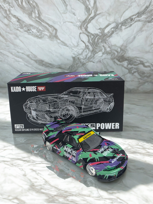 Kaido House x Mini GT 1:64 Nissan Skyline GT-R (R33) HKS V1 – Black Green
