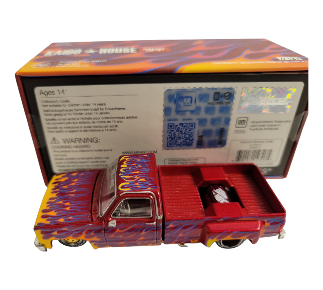 Kaido House x Mini GT 1:64 Chevrolet Silverado Dually on Fire V1–RED FLAMES
